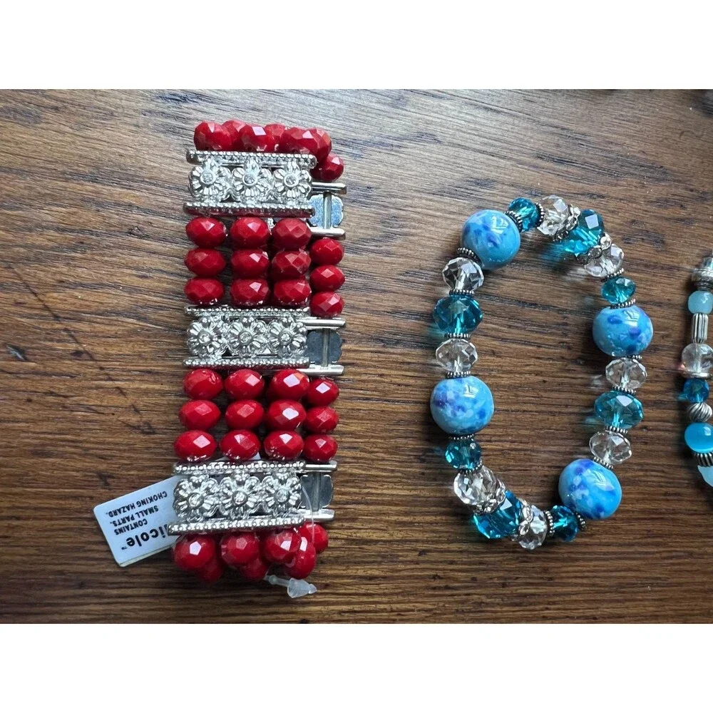 Lot of 9 Bracelets -  Multi-color Stretch and Clasp Beads Stones